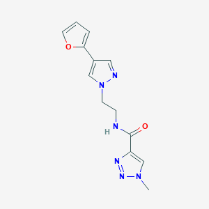 molecular formula C13H14N6O2 B2461163 N-(2-(4-(呋喃-2-基)-1H-吡唑-1-基)乙基)-1-甲基-1H-1,2,3-三唑-4-甲酰胺 CAS No. 2034512-20-2