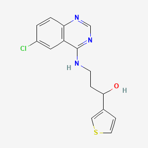 molecular formula C15H14ClN3OS B2461164 3-[(6-Chloroquinazolin-4-yl)amino]-1-thiophen-3-ylpropan-1-ol CAS No. 2415509-48-5