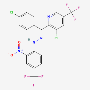 molecular formula C20H10Cl2F6N4O2 B2461165 (4-chlorophenyl)[3-chloro-5-(trifluoromethyl)-2-pyridinyl]methanone N-[2-nitro-4-(trifluoromethyl)phenyl]hydrazone CAS No. 338770-77-7