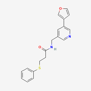 N-((5-(furan-3-yl)pyridin-3-yl)methyl)-3-(phenylthio)propanamide
