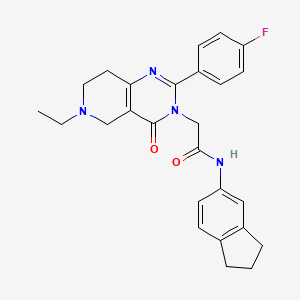 N-(2,3-dihydro-1H-inden-5-yl)-2-(6-ethyl-2-(4-fluorophenyl)-4-oxo-5,6,7,8-tetrahydropyrido[4,3-d]pyrimidin-3(4H)-yl)acetamide