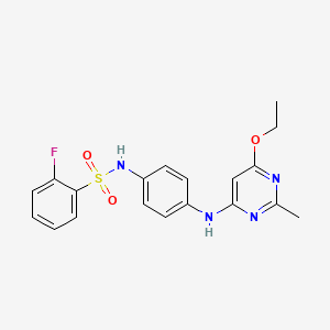 B2461178 N-(4-((6-ethoxy-2-methylpyrimidin-4-yl)amino)phenyl)-2-fluorobenzenesulfonamide CAS No. 946274-11-9