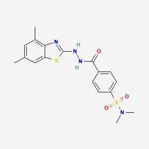 molecular formula C18H20N4O3S2 B2461180 4-(2-(4,6-dimethylbenzo[d]thiazol-2-yl)hydrazinecarbonyl)-N,N-dimethylbenzenesulfonamide CAS No. 851987-23-0