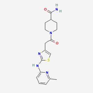 molecular formula C17H21N5O2S B2461181 1-(2-(2-((6-Methylpyridin-2-yl)amino)thiazol-4-yl)acetyl)piperidine-4-carboxamide CAS No. 1226443-30-6