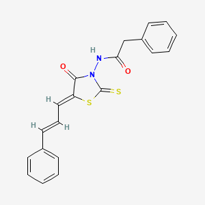 molecular formula C20H16N2O2S2 B2461184 N-[(5Z)-4-oxo-5-[(E)-3-phenylprop-2-enylidene]-2-sulfanylidene-1,3-thiazolidin-3-yl]-2-phenylacetamide CAS No. 380547-20-6