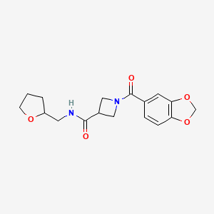 molecular formula C17H20N2O5 B2461194 1-(苯并[d][1,3]二氧杂环-5-羰基)-N-((四氢呋喃-2-基)甲基)氮杂环丁烷-3-甲酰胺 CAS No. 1396806-61-3