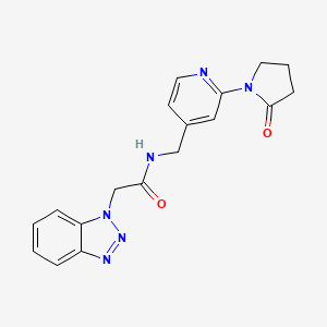 molecular formula C18H18N6O2 B2461208 N-(2-(2-Oxopyrrolidin-1-yl)pyridin-4-ylmethyl)-2-(1H-1,2,3-benzotriazol-1-yl)acetamid CAS No. 2034366-87-3