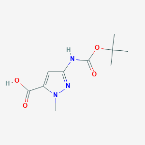 molecular formula C10H15N3O4 B2461222 3-((tert-Butoxycarbonyl)amino)-1-methyl-1H-pyrazole-5-carboxylic acid CAS No. 128883-83-0