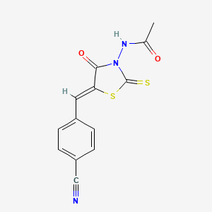 molecular formula C13H9N3O2S2 B2461230 N-[(5Z)-5-[(4-cyanophenyl)methylidene]-4-oxo-2-sulfanylidene-1,3-thiazolidin-3-yl]acetamide CAS No. 294853-61-5