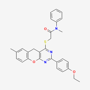 molecular formula C29H27N3O3S B2461231 2-((2-(4-ethoxyphenyl)-7-methyl-5H-chromeno[2,3-d]pyrimidin-4-yl)thio)-N-methyl-N-phenylacetamide CAS No. 872208-88-3