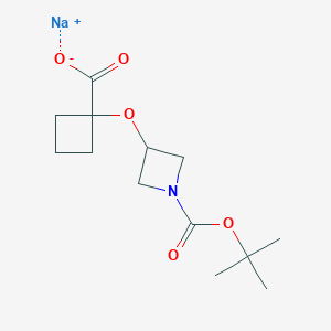 molecular formula C13H20NNaO5 B2461232 Sodium 1-[1-(tert-butoxycarbonyl)azetidin-3-yloxy]cyclobutanecarboxylate CAS No. 2197055-13-1