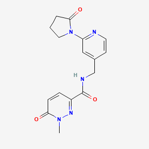 molecular formula C16H17N5O3 B2461234 1-甲基-6-氧代-N-((2-(2-氧代吡咯烷-1-基)吡啶-4-基)甲基)-1,6-二氢哒嗪-3-甲酰胺 CAS No. 2034388-68-4