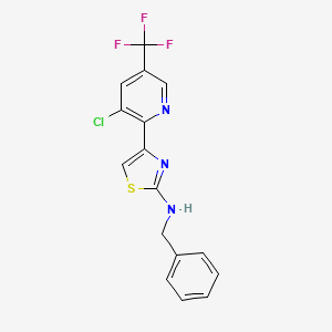 molecular formula C16H11ClF3N3S B2461237 N-benzyl-4-[3-chloro-5-(trifluoromethyl)pyridin-2-yl]-1,3-thiazol-2-amine CAS No. 2059513-05-0