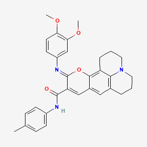 (11Z)-11-[(3,4-dimethoxyphenyl)imino]-N-(4-methylphenyl)-2,3,6,7-tetrahydro-1H,5H,11H-pyrano[2,3-f]pyrido[3,2,1-ij]quinoline-10-carboxamide