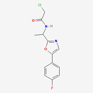 molecular formula C13H12ClFN2O2 B2461253 2-Chloro-N-[1-[5-(4-fluorophenyl)-1,3-oxazol-2-yl]ethyl]acetamide CAS No. 2411268-33-0