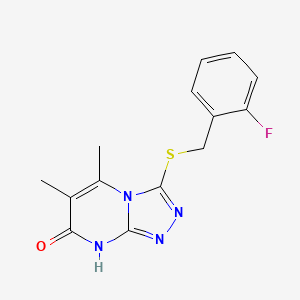 molecular formula C14H13FN4OS B2461254 3-((2-fluorobenzyl)thio)-5,6-dimethyl-[1,2,4]triazolo[4,3-a]pyrimidin-7(8H)-one CAS No. 891136-69-9