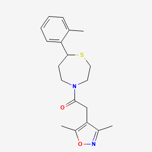 molecular formula C19H24N2O2S B2461276 2-(3,5-Dimethylisoxazol-4-yl)-1-(7-(o-tolyl)-1,4-thiazepan-4-yl)ethanone CAS No. 1705509-54-1