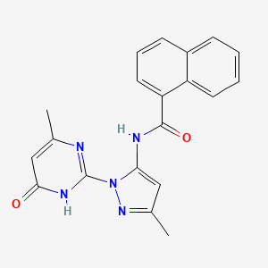 molecular formula C20H17N5O2 B2461279 N-(3-甲基-1-(4-甲基-6-氧代-1,6-二氢嘧啶-2-基)-1H-吡唑-5-基)-1-萘酰胺 CAS No. 1004638-07-6