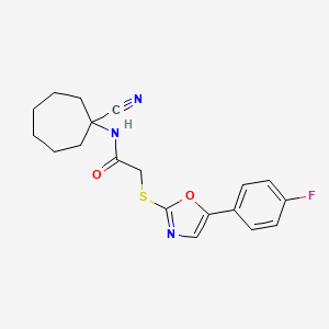 molecular formula C19H20FN3O2S B2461282 N-(1-cyanocycloheptyl)-2-{[5-(4-fluorophenyl)-1,3-oxazol-2-yl]sulfanyl}acetamide CAS No. 1333958-02-3