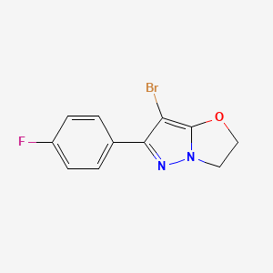 molecular formula C11H8BrFN2O B2461294 7-Bromo-6-(4-fluorophenyl)-2,3-dihydropyrazolo[5,1-b]oxazole CAS No. 1429893-27-5