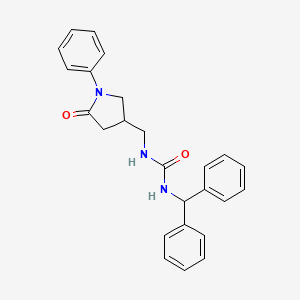 molecular formula C25H25N3O2 B2461300 1-Benzhydryl-3-((5-oxo-1-phenylpyrrolidin-3-yl)methyl)urea CAS No. 954610-42-5