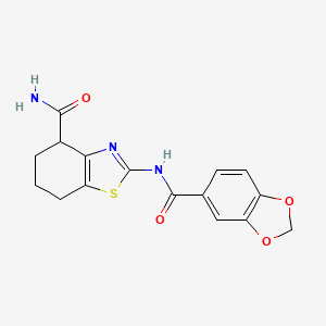 molecular formula C16H15N3O4S B2461302 2-(Benzo[d][1,3]dioxole-5-carboxamido)-4,5,6,7-tétrahydrobenzo[d]thiazole-4-carboxamide CAS No. 941926-16-5