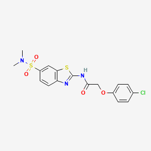 molecular formula C17H16ClN3O4S2 B2461303 2-(4-chlorophenoxy)-N-[6-(dimethylsulfamoyl)-1,3-benzothiazol-2-yl]acetamide CAS No. 717893-40-8