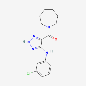 molecular formula C15H18ClN5O B2461316 氮杂环庚-1-基(5-((3-氯苯基)氨基)-1H-1,2,3-三唑-4-基)甲酮 CAS No. 1291843-00-9