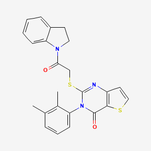 molecular formula C24H21N3O2S2 B2461322 2-{[2-(2,3-dihydro-1H-indol-1-yl)-2-oxoethyl]sulfanyl}-3-(2,3-dimethylphenyl)thieno[3,2-d]pyrimidin-4(3H)-one CAS No. 1291867-85-0