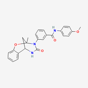 molecular formula C25H23N3O4 B2461326 N-(4-methoxyphenyl)-3-(2-methyl-4-oxo-5,6-dihydro-2H-2,6-methano-1,3,5-benzoxadiazocin-3(4H)-yl)benzamide CAS No. 901264-10-6