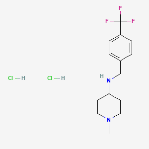 molecular formula C14H21Cl2F3N2 B2461337 1-methyl-N-(4-(trifluoromethyl)benzyl)piperidin-4-amine dihydrochloride CAS No. 2194846-00-7