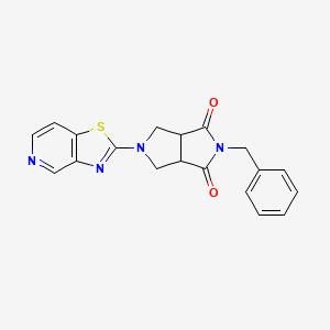molecular formula C19H16N4O2S B2461339 5-Benzyl-2-([1,3]thiazolo[4,5-c]pyridin-2-yl)-1,3,3a,6a-tetrahydropyrrolo[3,4-c]pyrrole-4,6-dione CAS No. 2415519-66-1