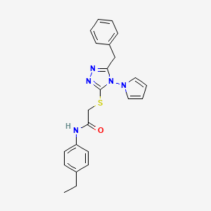 molecular formula C23H23N5OS B2461341 2-{[5-benzyl-4-(1H-pyrrol-1-yl)-4H-1,2,4-triazol-3-yl]sulfanyl}-N-(4-ethylphenyl)acetamide CAS No. 896303-43-8