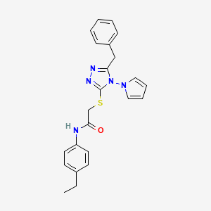 molecular formula C23H23N5OS B2461341 2-{[5-苄基-4-(1H-吡咯-1-基)-4H-1,2,4-三唑-3-基]硫代}-N-(4-乙基苯基)乙酰胺 CAS No. 896303-43-8