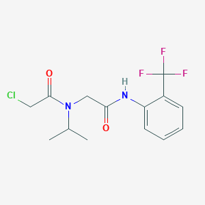 molecular formula C14H16ClF3N2O2 B2461353 2-[(2-chloroacetyl)-propan-2-ylamino]-N-[2-(trifluoromethyl)phenyl]acetamide CAS No. 874595-10-5