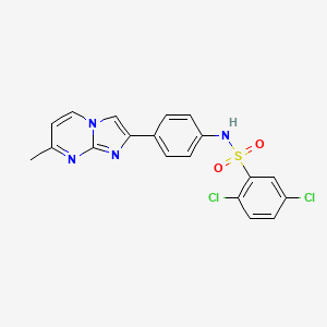 molecular formula C19H14Cl2N4O2S B2461368 2,5-dichloro-N-(4-(7-methylimidazo[1,2-a]pyrimidin-2-yl)phenyl)benzenesulfonamide CAS No. 923245-17-4