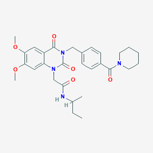 molecular formula C29H36N4O6 B2461369 N-(sec-butyl)-2-(6,7-dimethoxy-2,4-dioxo-3-(4-(piperidine-1-carbonyl)benzyl)-3,4-dihydroquinazolin-1(2H)-yl)acetamide CAS No. 1296319-59-9
