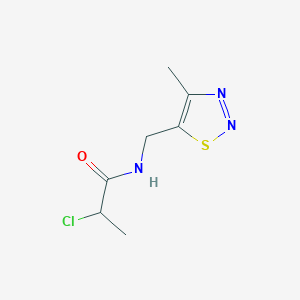 molecular formula C7H10ClN3OS B2461374 2-Chloro-N-[(4-methylthiadiazol-5-yl)methyl]propanamide CAS No. 1861594-90-2