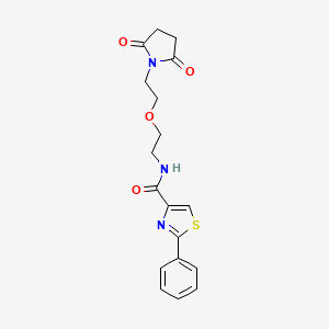 molecular formula C18H19N3O4S B2461375 N-[2-[2-(2,5-Dioxopyrrolidin-1-yl)ethoxy]ethyl]-2-phenyl-1,3-thiazole-4-carboxamide CAS No. 2319846-86-9