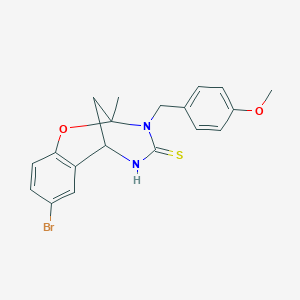 molecular formula C19H19BrN2O2S B2461385 8-bromo-3-(4-methoxybenzyl)-2-methyl-5,6-dihydro-2H-2,6-methanobenzo[g][1,3,5]oxadiazocine-4(3H)-thione CAS No. 1019149-69-9