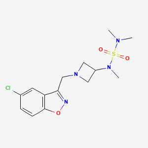 molecular formula C14H19ClN4O3S B2461386 1-[(5-Chloro-1,2-benzoxazol-3-yl)methyl]-N-(dimethylsulfamoyl)-N-methylazetidin-3-amine CAS No. 2380181-43-9