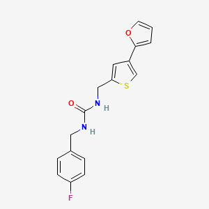 molecular formula C17H15FN2O2S B2461394 1-[(4-Fluorophenyl)methyl]-3-[[4-(furan-2-yl)thiophen-2-yl]methyl]urea CAS No. 2379995-62-5