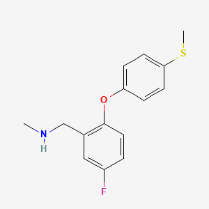 molecular formula C15H16FNOS B2461400 ({5-Fluoro-2-[4-(methylsulfanyl)phenoxy]phenyl}methyl)(methyl)amine CAS No. 791053-91-3