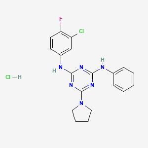 N2-(3-chloro-4-fluorophenyl)-N4-phenyl-6-(pyrrolidin-1-yl)-1,3,5-triazine-2,4-diamine hydrochloride