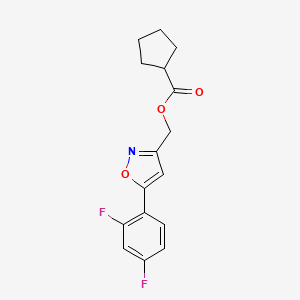 molecular formula C16H15F2NO3 B2461414 (5-(2,4-Difluorophenyl)isoxazol-3-yl)methyl cyclopentanecarboxylate CAS No. 1021121-95-8
