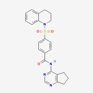 molecular formula C23H22N4O3S B2461416 N-(6,7-dihydro-5H-cyclopenta[d]pyrimidin-4-yl)-4-((3,4-dihydroquinolin-1(2H)-yl)sulfonyl)benzamide CAS No. 941909-24-6