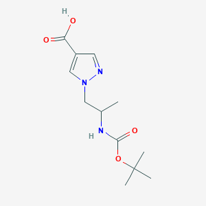 molecular formula C12H19N3O4 B2461419 1-[2-[(2-Methylpropan-2-yl)oxycarbonylamino]propyl]pyrazole-4-carboxylic acid CAS No. 2253630-39-4