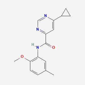 molecular formula C16H17N3O2 B2461428 6-Cyclopropyl-N-(2-methoxy-5-methylphenyl)pyrimidine-4-carboxamide CAS No. 2380078-13-5