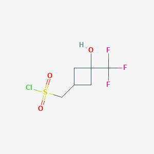 molecular formula C6H8ClF3O3S B2461458 [3-Hydroxy-3-(trifluoromethyl)cyclobutyl]methanesulfonyl chloride CAS No. 2418642-55-2