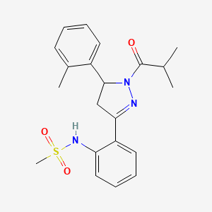 molecular formula C21H25N3O3S B2461468 N-(2-(1-isobutyryl-5-(o-tolyl)-4,5-dihydro-1H-pyrazol-3-yl)phenyl)methanesulfonamide CAS No. 923202-48-6